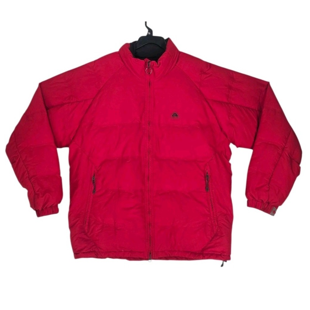 Vtg Nike ACG Goose Down Feather Puffer Parka Jacket Mens XL Red Full Zip READ